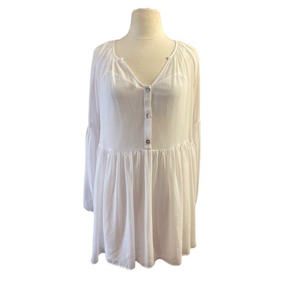 Show Me Your Mumu Tunic Dress Sz S New Sienna Swing Chiffon White Fairy Romantic - Picture 3 of 10